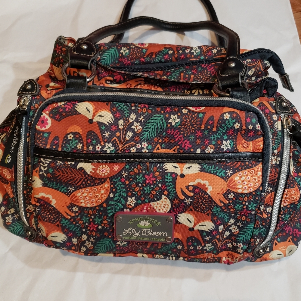 Fox and Flower print Lily Bloom purse